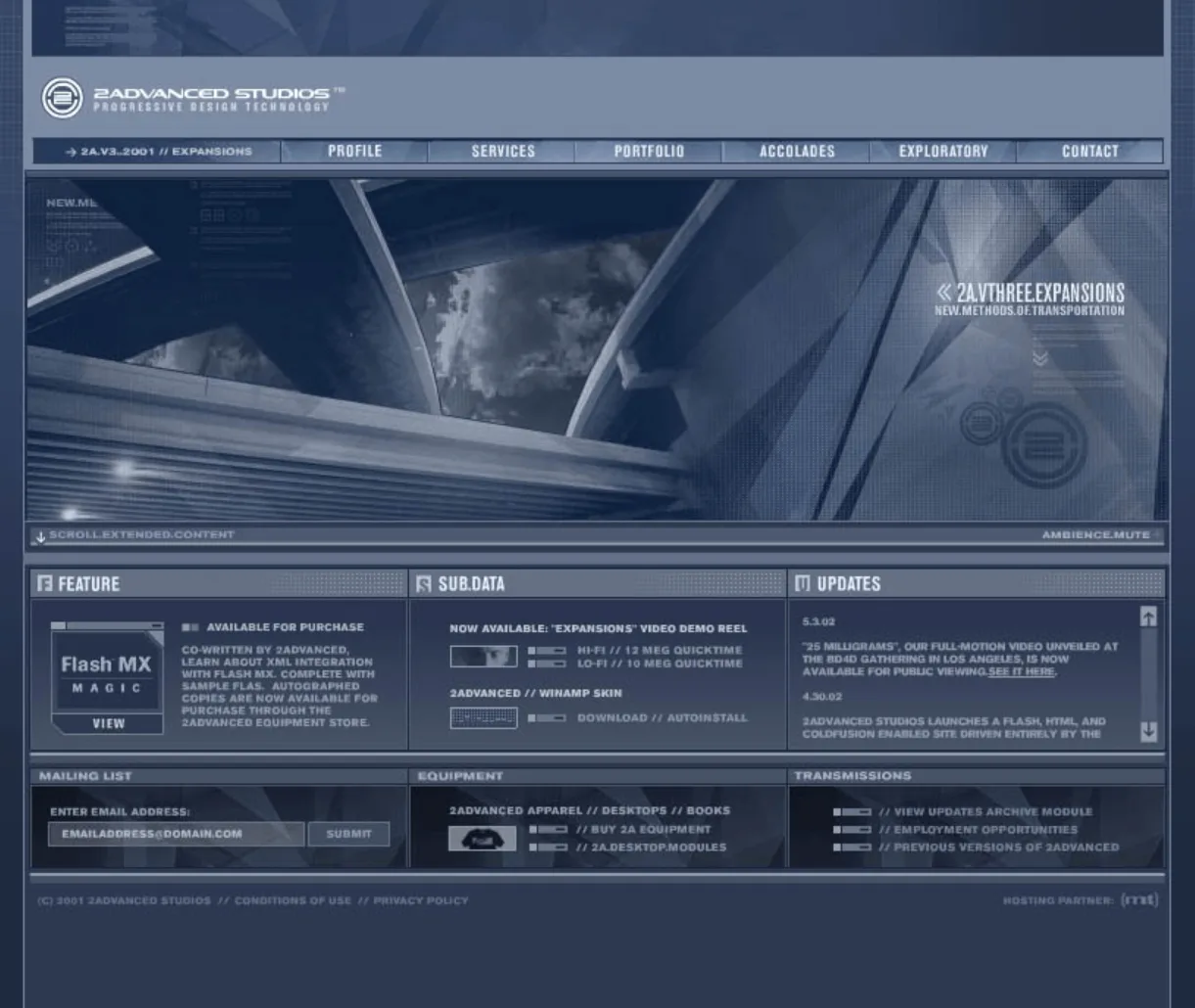 Flash website with interactive animations and glossy effects