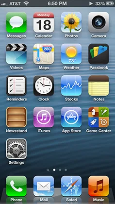 iOS 6 with skeuomorphic design - leather, wood textures, and realistic elements