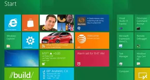 Windows 8 Metro design with flat tiles and bold typography