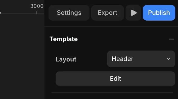 The Template section in the right panel with a Layout dropdown and an Edit button