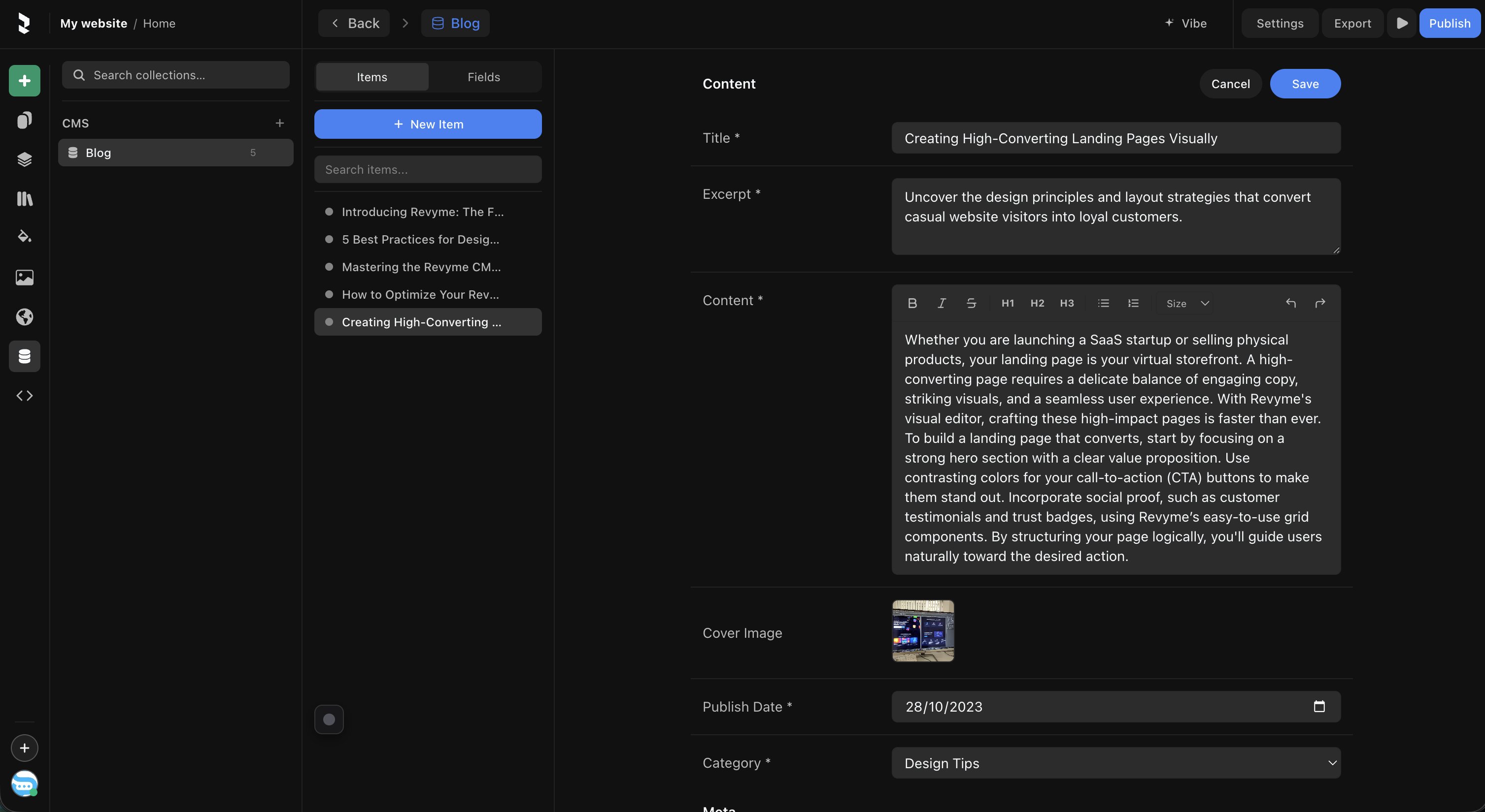 Built-in CMS