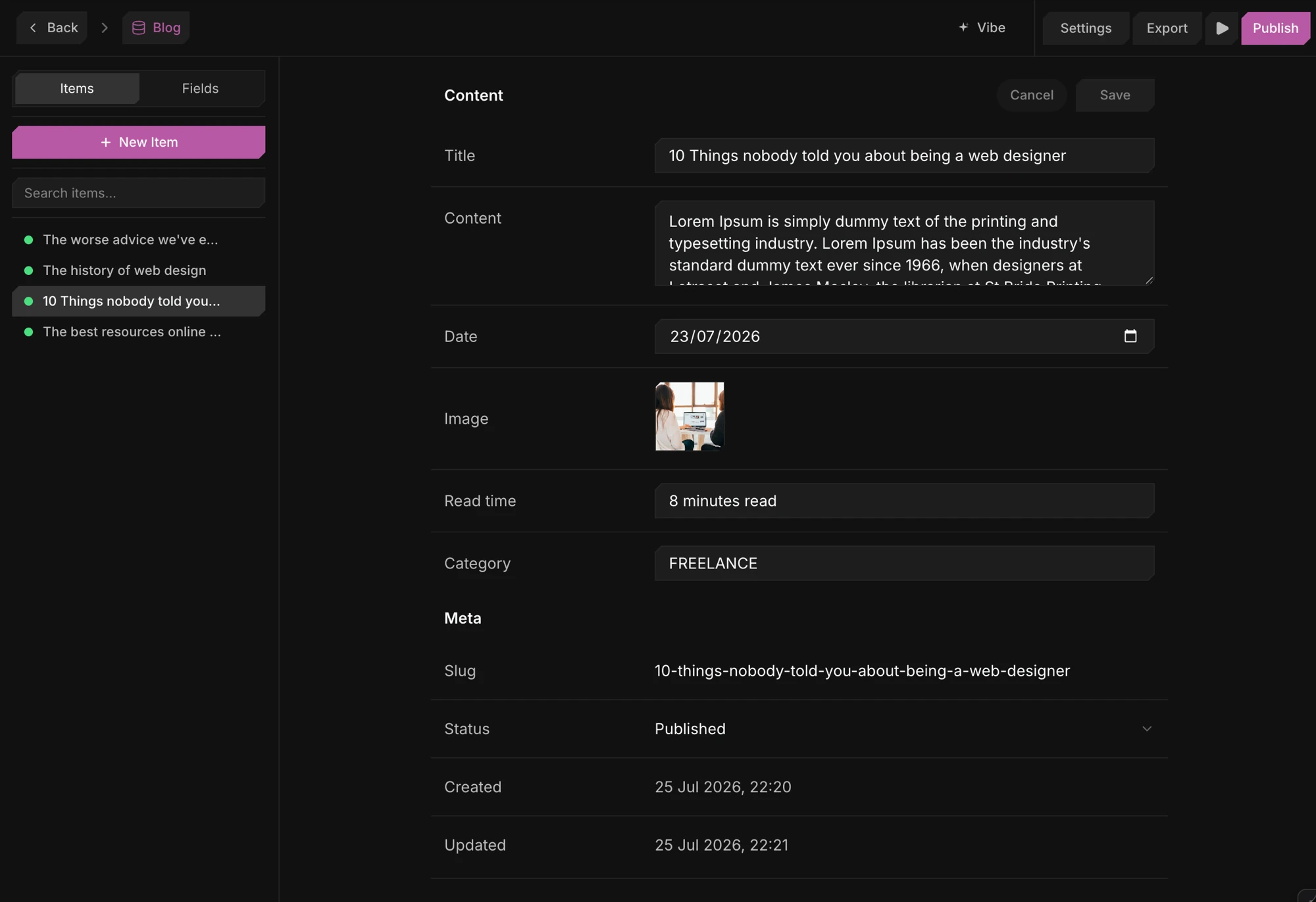 Built-in CMS