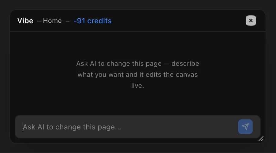 The Vibe assistant as a floating, draggable modal