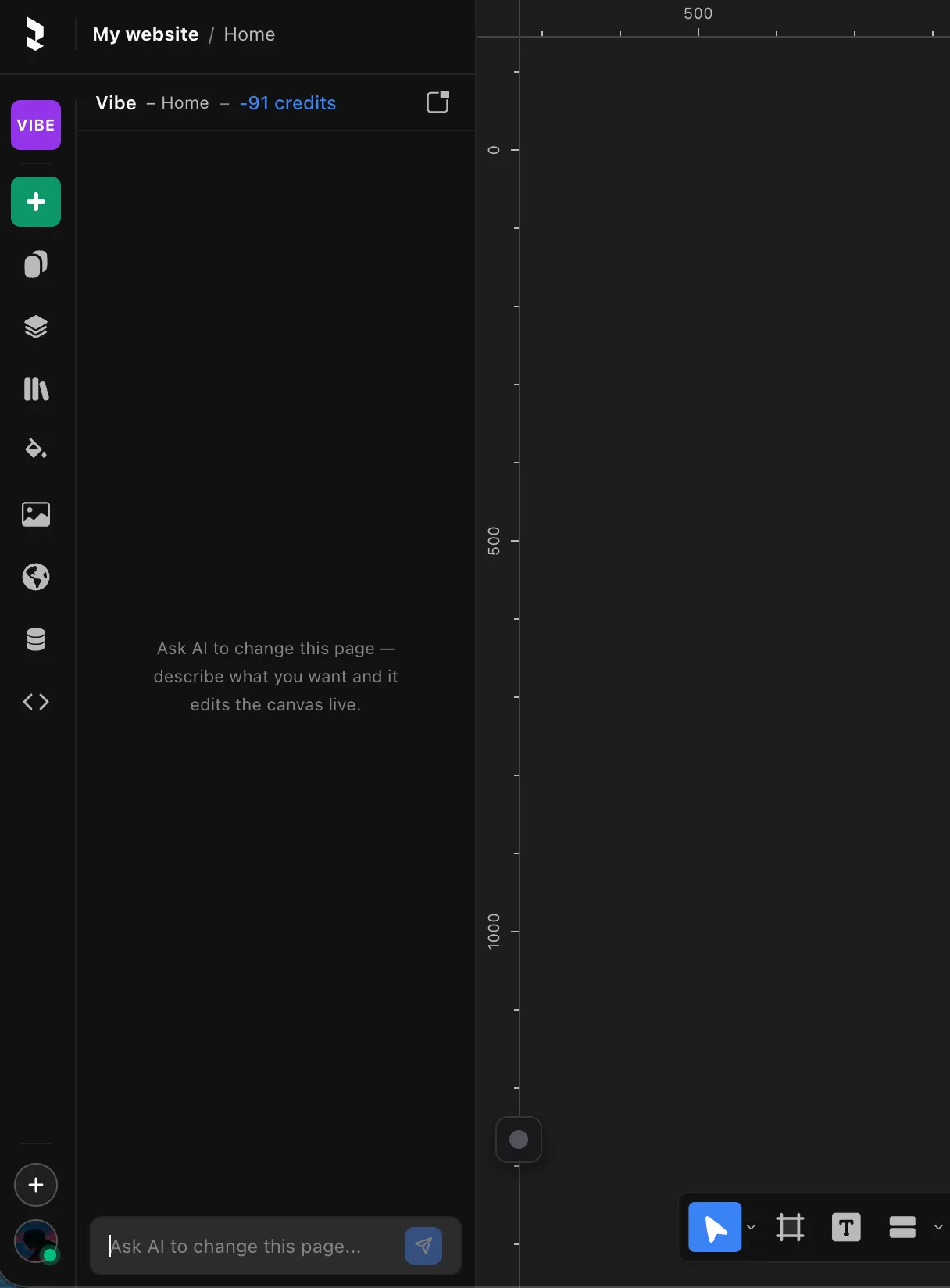 The Vibe panel docked in the left sidebar