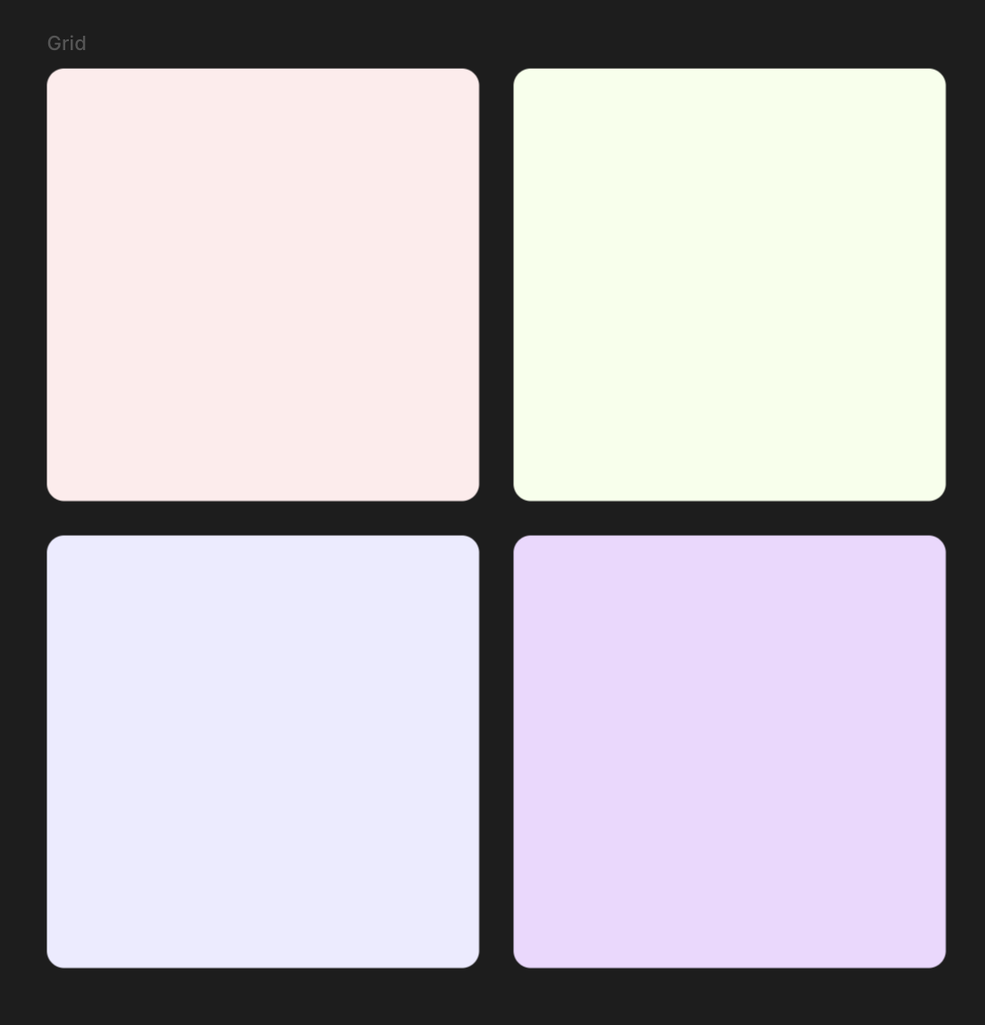 A two-column grid of cards on the canvas