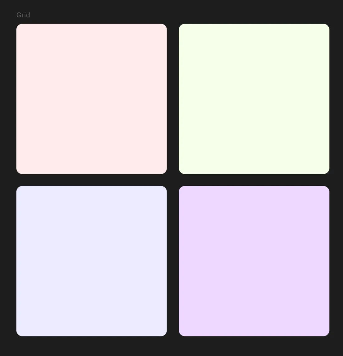 A two-column grid of cards on the canvas