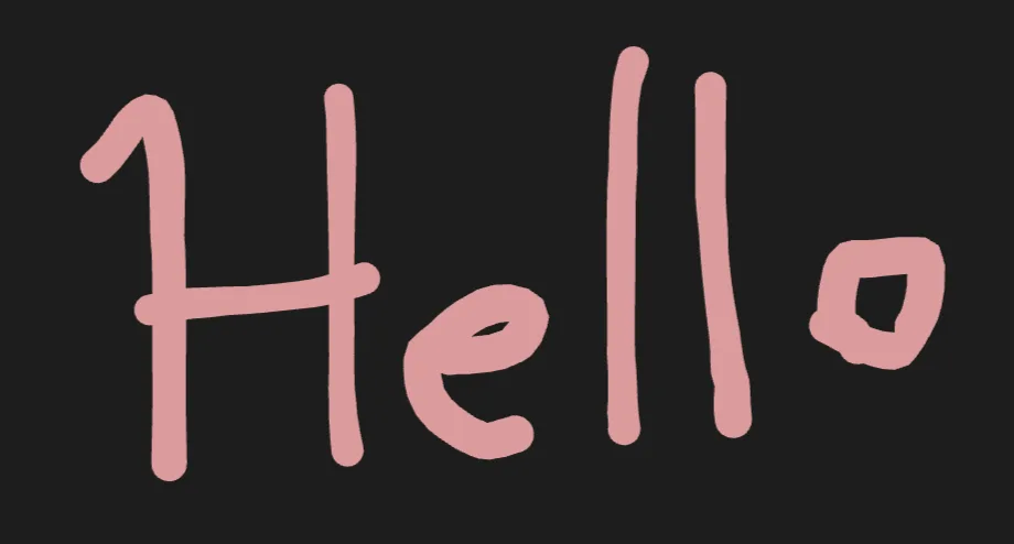 A freehand "Hello" sketched on the canvas